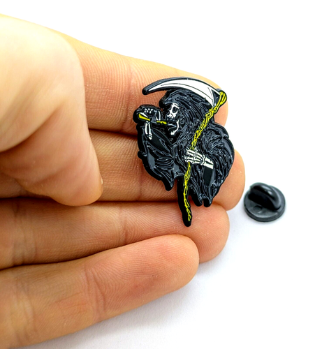 Broche de solapa de esmalte espeluznante regalo de Halloween GRIM REAPER PIN portador de la muerte - Imagen 3 de 4