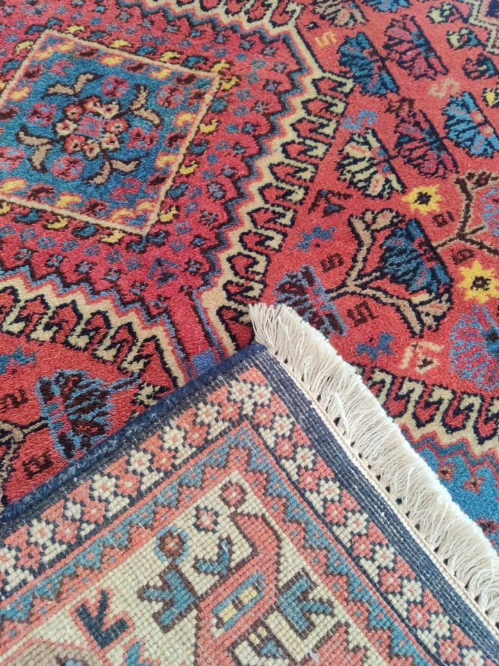 Alfombra de corredor vintage anudada a mano 3 x 7 tradicional auténtica 100 % lana Heriz Foto 3 de 4