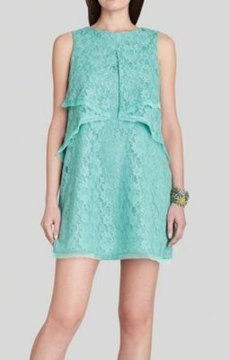 A8 NWT BCBG MAXAZRIA Amelie Lt Aqua Lace Flounce Layer Top Dress Size XXS  $230 | eBay