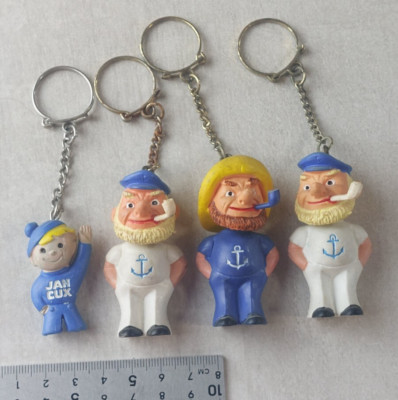Konvolut 4 alte Schlüsseltüren, Matrosen rauchen Pfeife, Weichplastik, Vintage