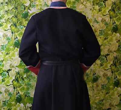 Manteau Traditionnel Chokha Cosaque En Laine - Personnalisé, Noir, Fait Main, Envoi Rapide