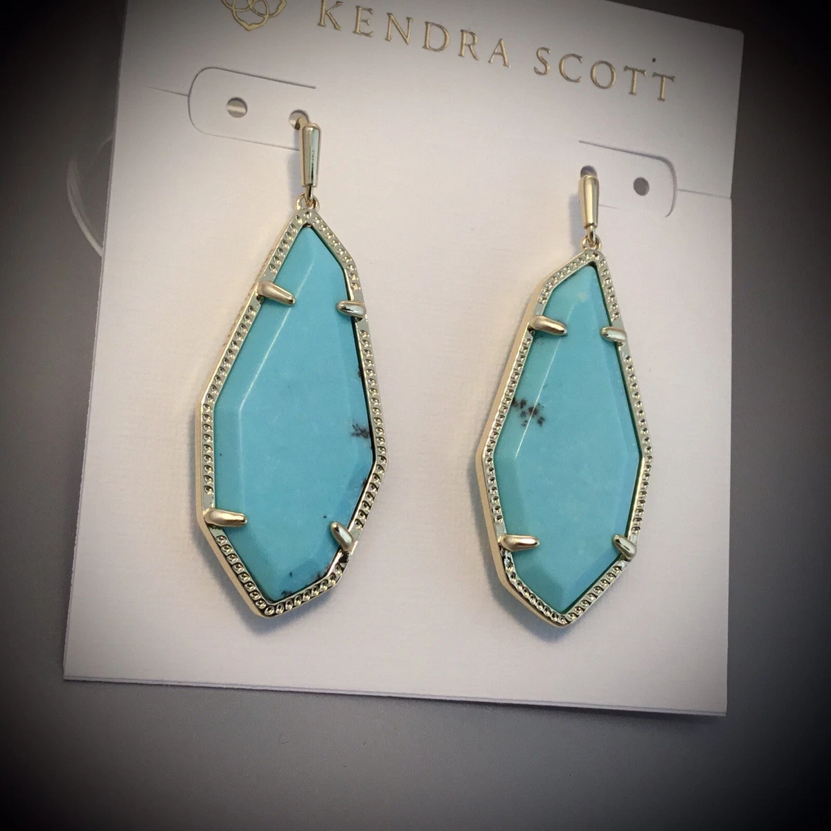 KENDRA SCOTT Muriel Drop Earrings Gold Light Blue Magnesite NWT eBay