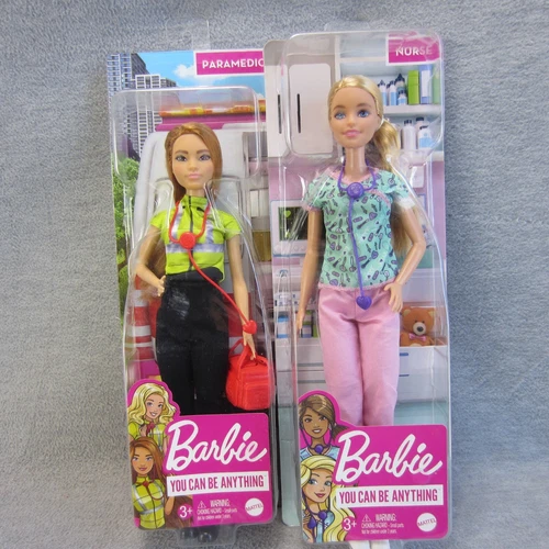 Vintage Parademic & Nurse Barbie Doll NRFB Mattel Lot Medical Professionals