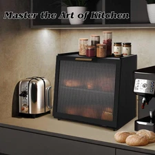 Double Layer Bamboo Bread Box for Kitchen Countertop, Bread Storage Container