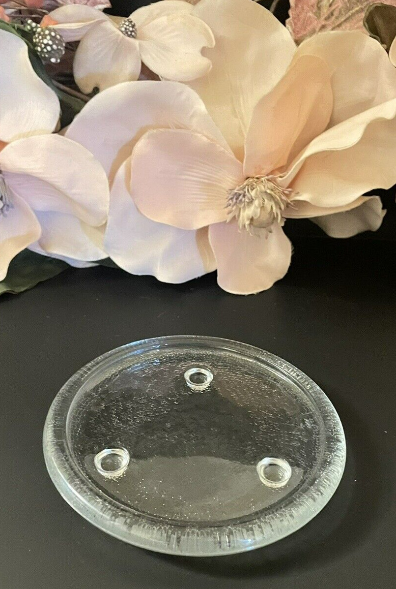 Pillar 5&rdquo; Round Footed Clear Trinket Dish Textured Christm