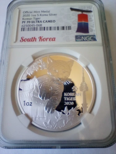 2020 South Korea 1oz Silver Korean Tiger NGC PF70 UC Official Mint Metal