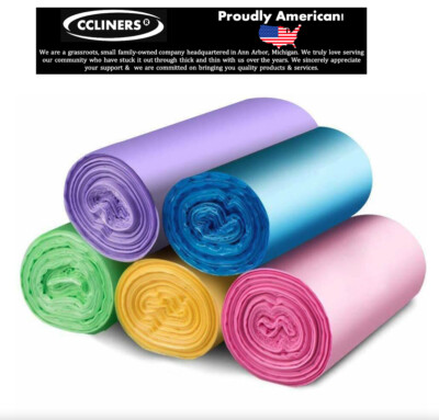 4 Gallon Color Trash Bags Bathroom Garbage Can Liners (120 count, 3 Colors)