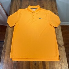 Under Armour Polo Shirt Mens Large Orange HeatGear Casual Golf Rugby Fishing