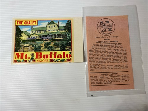 Vintage MT BUFFALO The Chalet VIC SOUVENIR Decal/ Transfer - Spring - Picture 2 of 3