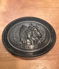 INDIAN CHIEF WITH HORSE BELT BUCKLE