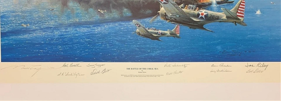 La Batalla del Mar del Coral por Robert Taylor firmado por DIEZ pilotos intrépidos de la Segunda Guerra Mundial Foto 2 de 3