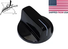 1/4" Flattened D Shaft Switch Knob 1 1/8" Diameter Black Phenolic Line Marker