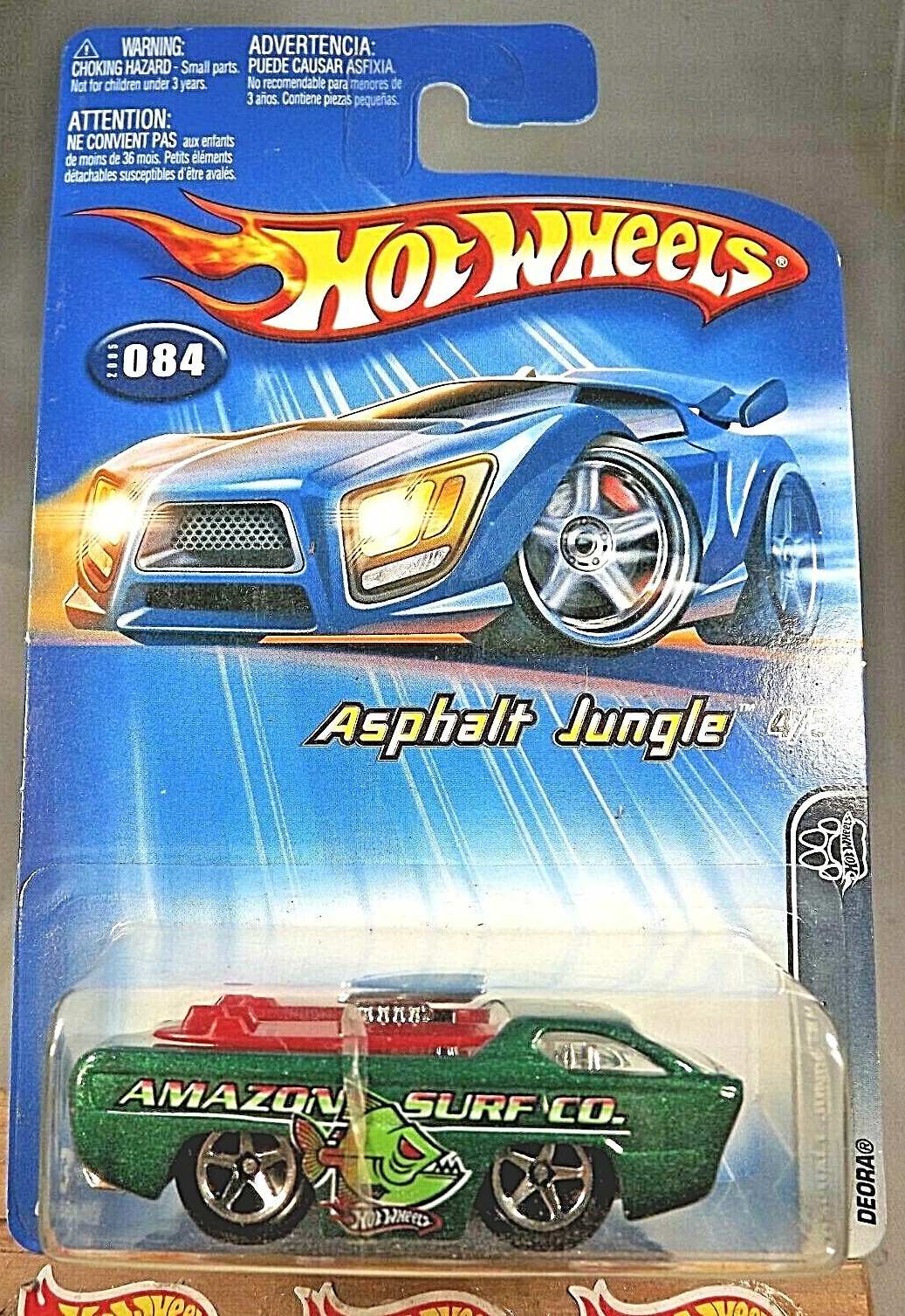 2005 Hot Wheels #84 Asphalt Jungle 4/5 DEORA Green w/Chrome 5 Spokes China Base