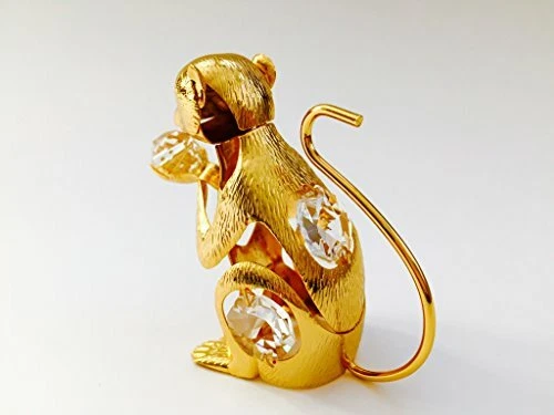 Year of Monkey FIGURINE - ORNAMENT 24KT GOLD PLATED WITH AUSTRIAN CRYSTALS - Image 3 of 3