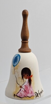 Bell♡　1109 Bell Signed De Grazia Hand Painted Ceramic Bell Little Girl