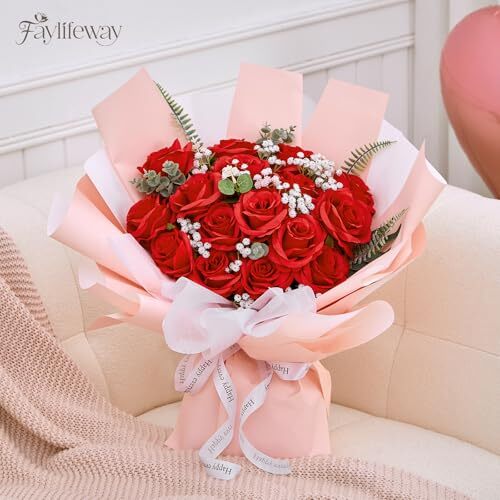 Roses Artificial Flowers Fake Silk Rose with Long Stems, Realistic 20PCS Red - Picture 4 of 7