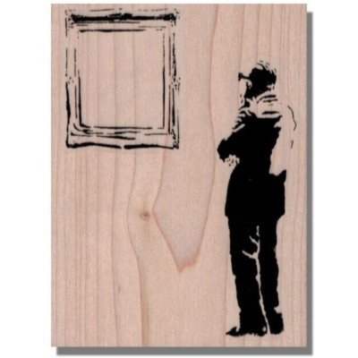 BANKSY Rubber Stamp, ART FRAME, Picture,Media,Collage,People,Man,Painting,Artist