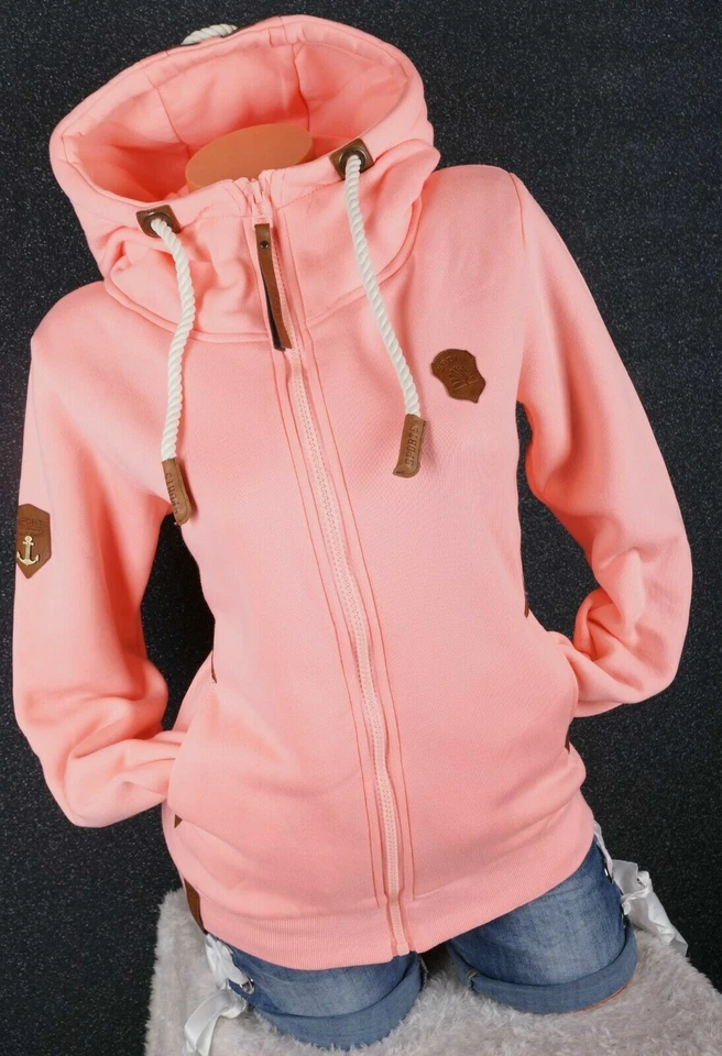 Damen Sweat Jacke Kapuze Hoodie Fleece gefüttert Übergangsjacke UNI S- 7XL - Bild 3 von 4