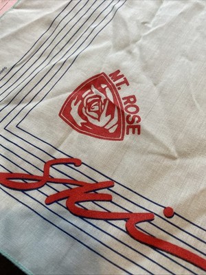 Vtg Mt. Rose Ski Resort Skiing Skier 80s BANDANA Handkerchief
