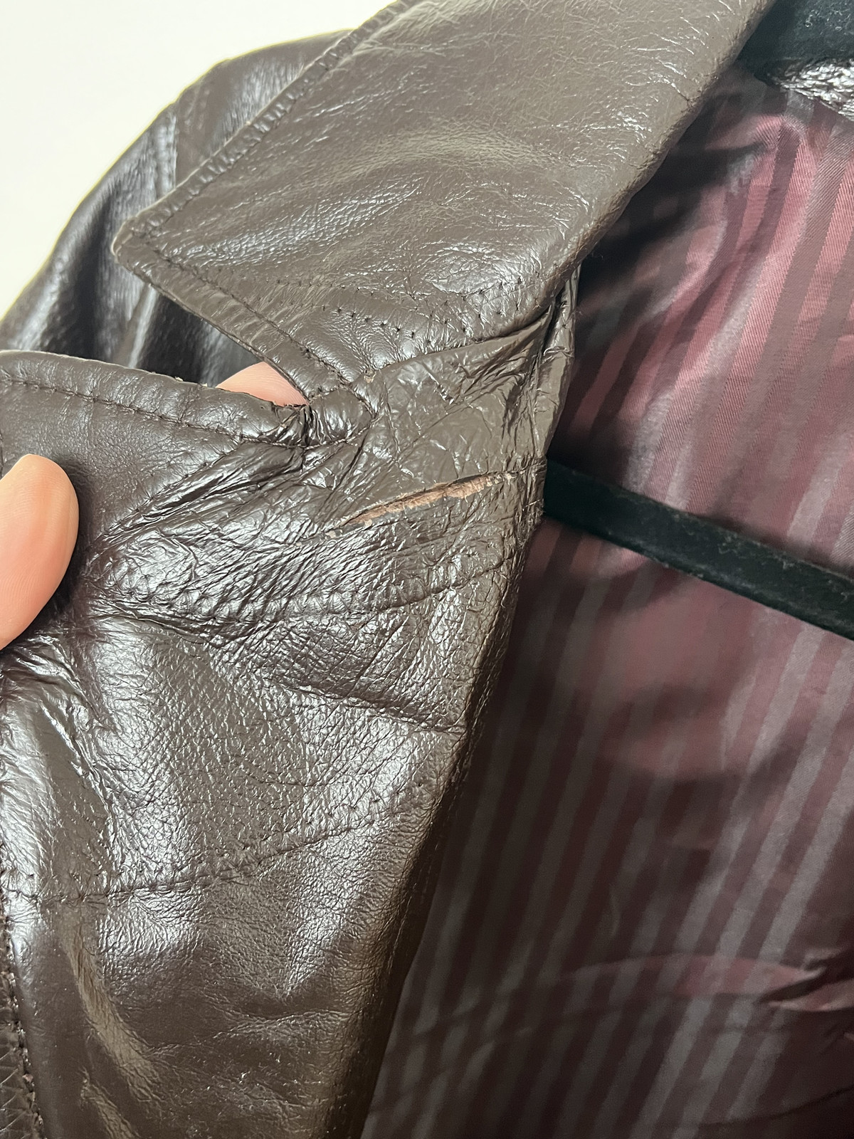 Vintage Patchwork Long Leather Jacket Haband Exec… - image 12