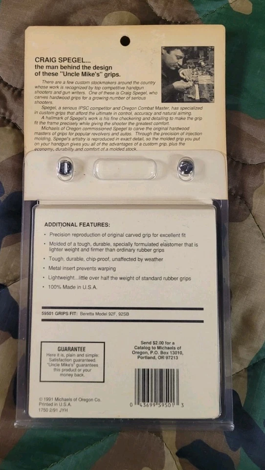 Empuñaduras Pachmayr para Beretta 92 F de goma negra en un solo embalaje de micrófonos Foto 2 de 4