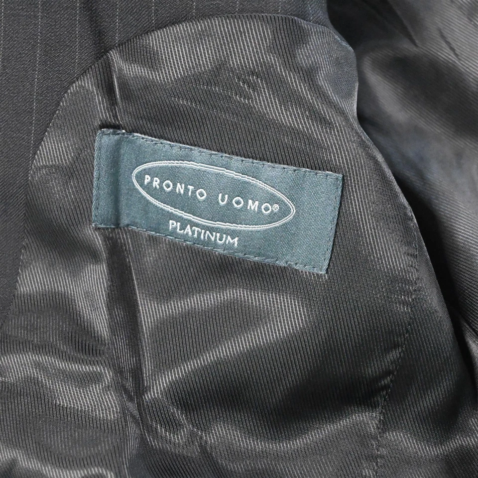 Pronto Uomo 36S 31x30 Gris Rayas 100% Lana Hombre Chaqueta Pantalones Traje Foto 4 de 4