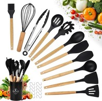 KüChenutensilien Set Silikon (22-Teilig) Mit Holzgriff &Amp; Halter -