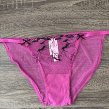 Pink By Victoria  s Secret Small Pink Sheer Mesh Halloween String Bikini Panties