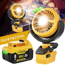 Portable Workshop Desk Fan Jobsite Fan For Dewalt 20V Li-Ion Battery Cordless