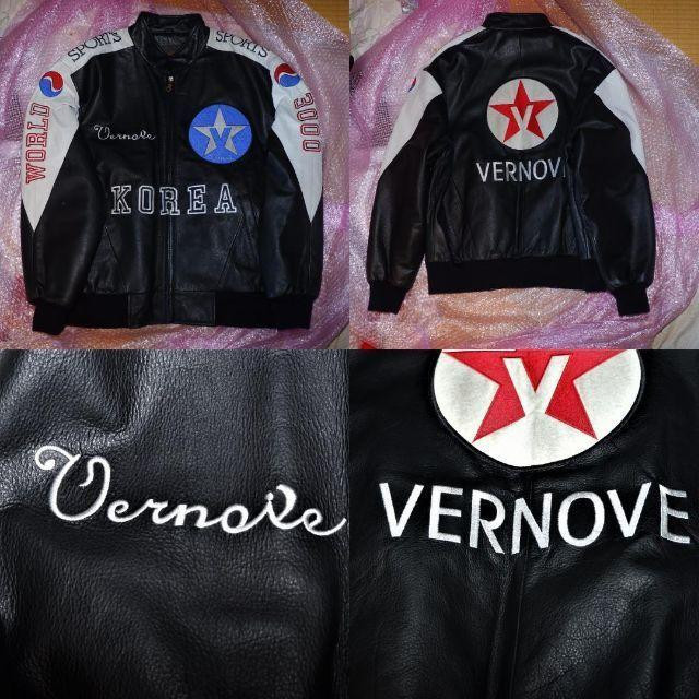 Vernove Leather Rider Stadium Varsity Jacket Korea World Vernove Leather Rider Stadium Varsity Jacket Korea World