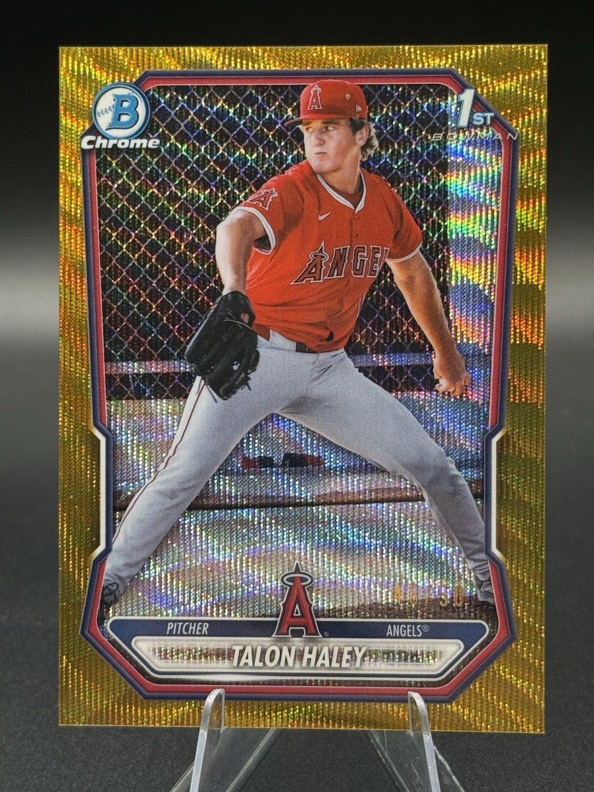 2026 Bowman Chrome Talon Haley Gold Wave Refractor 1st Prospect #/50 Angels