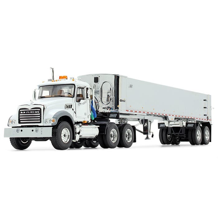 1/50 Белый Mack Granite MP Day Cab Хромированный самосвальный прицеп East Genesis End 50-3457