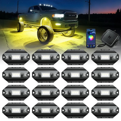 16 Pods RGBW LED Rock Lights - Multicolor Off-road LED Underglow Neon Light Kits - Bild 2 von 18