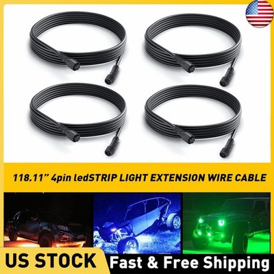 4 X 10FT 4 Pin Extension Cable For RGB LED Rock Light Pod Strip Underbody Truck