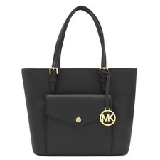 Michael Kors Tote Bag Jet Set Medium Pocket Tote leather black Gold Metal