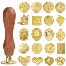 Vintage Wax Seal Stamp Set – 20-Piece Classic Seal Heads with Wooden Handl