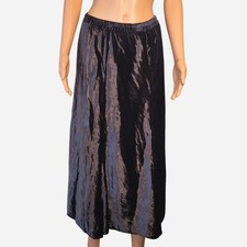Vintage Whimsigoth Crushed Velvet Maxi Skirt Shimmer Stretch Waist Purple Grey L