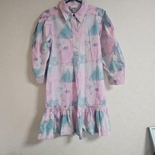 GANNI Lilac Printed Cotton Mini Shirt Dress Size 36