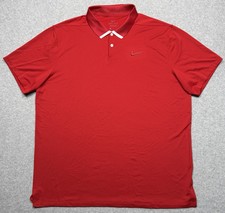 Nike Polo Shirt Mens XL Red Textured Standard Dri Fit Short Sleeve Golf Stretch