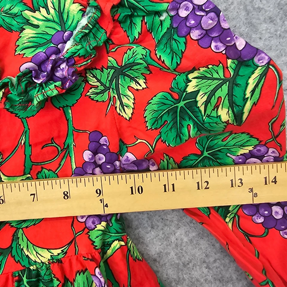Vintage 80s PLUM PUDDING Dress Girls 4T Red Grape Holiday Cottage NEIMAN MARCUS - Image 4 of 4