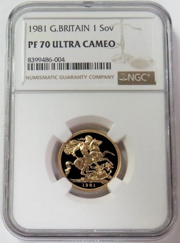1981 GOLD GREAT BRITAIN PROOF SOVEREIGN NGC PF 70 UC