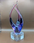 Murano Vintage Blown Art Nouveau Glass Sculpture & Pedestal 12" rare Flame