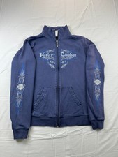 Harley Davidson Sweatshirt Medium Women's Zip Y2K Sleeve Hit Flame USA