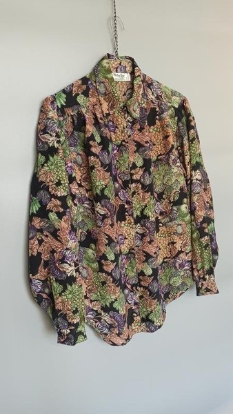 Women Vintage Shirt Green Polyester S