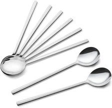 IQCWOOD Spoons, 8 Pieces Korean Spoon, 8.5 Inch Stainless Steel Table Soup Spoon