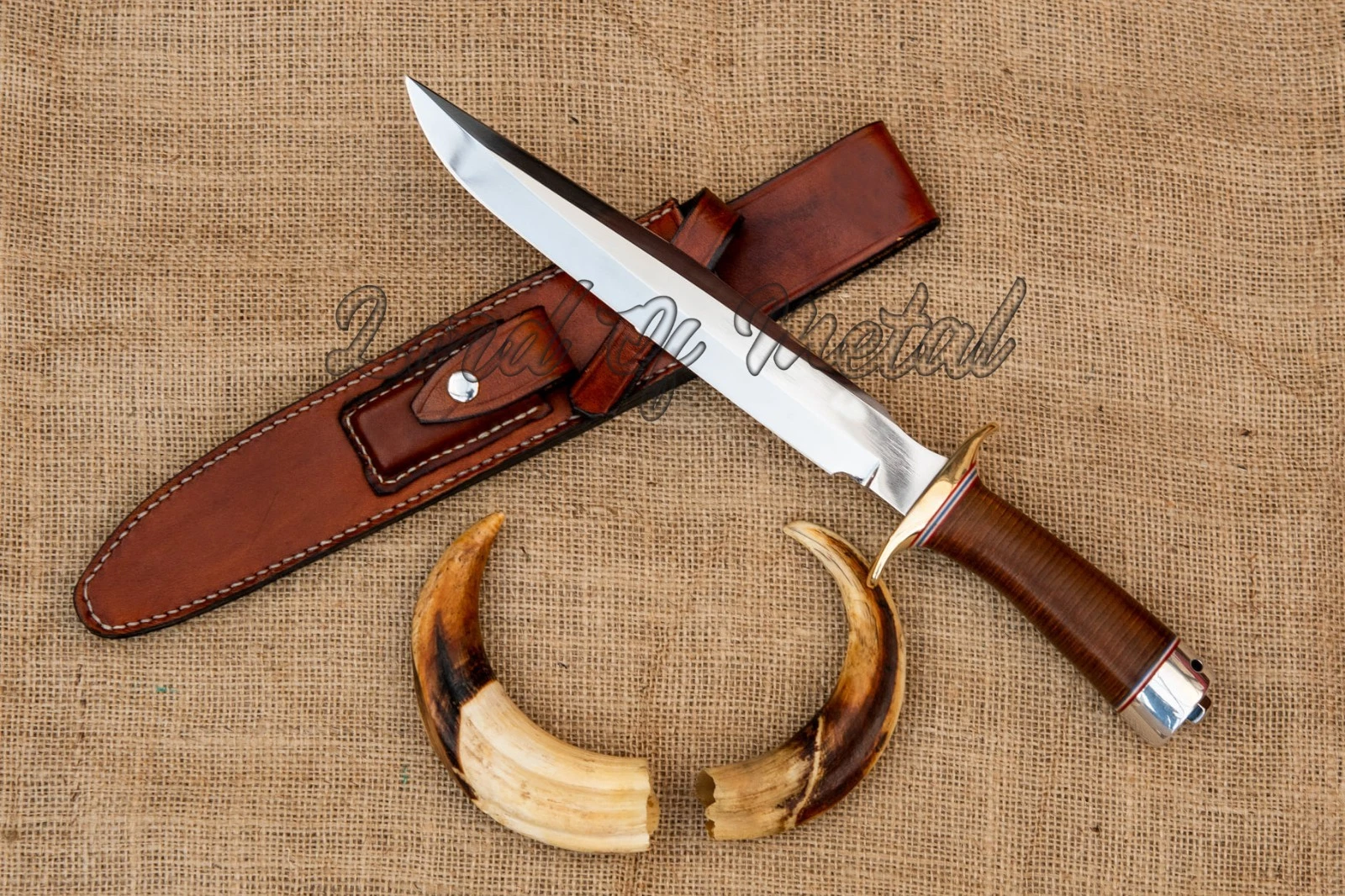 HANDMADE RANDALL FIGHTING KNIFE REPLICA STACKED LEATHER SURVIVAL BOWIE KNIFE