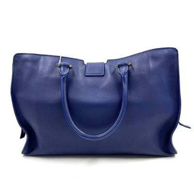 Pre-Owned Saint Laurent YSL Calfskin Blue Y Ligne Cabas Fuchsia