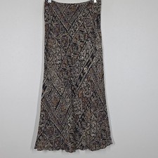 Vtg 90s Y2K Brown Geometric Maxi Skirt 8 Fairy Grunge Boho Festival Hippie