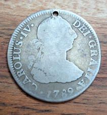 Carlos III 2 Reales 1789 M&eacute;xico silver coin - Holed
