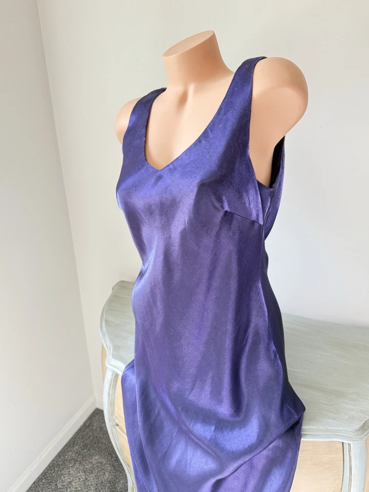 Maxi Vestido Formal Alex Evenings Talla 14 XL Sin Mangas Púrpura Brillo Largo Foto 2 de 4